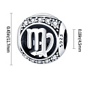 Virgo, sign of the zodiac, pendant for bracelet made of silver + cubic zirconia, ball 9 mm 1 piece
