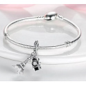 Sterling silver 925 Paris Eiffel Tower + Camera, Greetings from France, 2in1 travel bracelet pendant