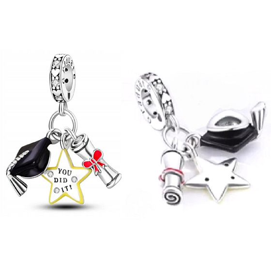Sterling Silver 925 Graduation - You did it! 3in1 Graduate Pendant Bracelet