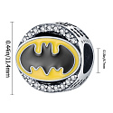 Sterling silver 925 Batman with cubic zirconia, bead for bracelet