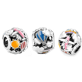 Charm Sterling silver 925 Magical Summer Trips - Fly away with me, travel bracelet bead