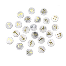 Clear Quartz Circular Rune Alphabet Natural Stone, 16 - 19 mm 25 pieces