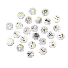 Clear Quartz Circular Rune Alphabet Natural Stone, 16 - 19 mm 25 pieces Clear Quartz Circular Rune Alphabet Natural Stone, 16 - 19 mm 25 pieces