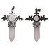 Rose quartz cross made of alloy and natural stone 5.3 x 3.7 x 12 mm,
