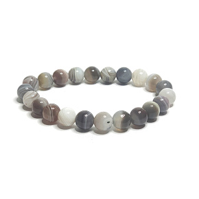Agate Botswana grey facet bracelet elastic natural stone, bead 8 mm / 16-17 cm, brings success to life