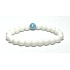 Agate white matt + Blue eye bracelet elastic natural stone, bead 8 mm / 16-17 cm, provides peace and tranquility