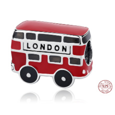 Sterling silver 925 London red bus bead on travel bracelet