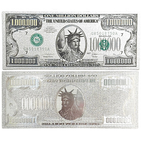 Talisman silver-plated dollar note 1 000 000 USD Talisman silver-plated dollar note 1 000 000 USD