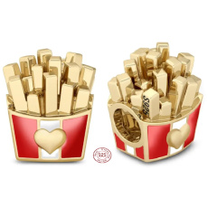 Charm Sterling silver 925 Fries, bead on bracelet, food