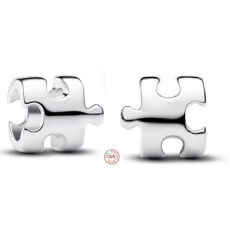 Charm Sterlingové stříbro 925 Puzzle dílek, mini korálek na náramek, symbol spojení a celistvosti, přátelství