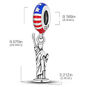 Charm Sterling Silver 925 USA American Flag - Statue of Liberty, travel bracelet pendant