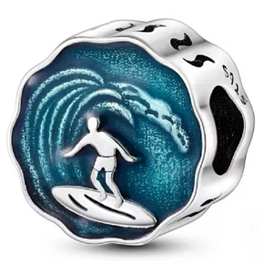 Sterling silver 925 Surf - for surfers, bead for bracelet sport