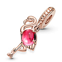 Sterling silver 925 Pink flamingo with Murano glass, animal bracelet pendant