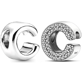 Sterling silver 925 Alphabet letter C, bead for bracelet