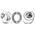 Sterling silver 925 Alphabet letter O, bracelet bead