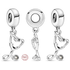 Sterling Silver 925 Stethoscope Heart Pendant Bracelet Interests
