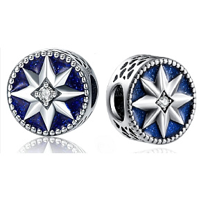 Charm Sterling silver 925 Star in blue sky, bead for bracelet universe
