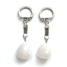 White Quartz Tumbled Keychain Pendant Natural Stone, approx. 10 cm, the most perfect healer
