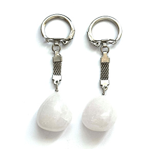 White Quartz Tumbled Keychain Pendant Natural Stone, approx. 10 cm, the most perfect healer