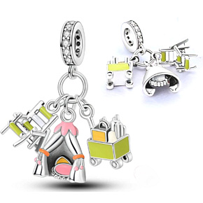 Charm Sterling silver 925 Moving 3in1, travel bracelet pendant Charm Sterling silver 925 Moving 3in1, travel bracelet pendant