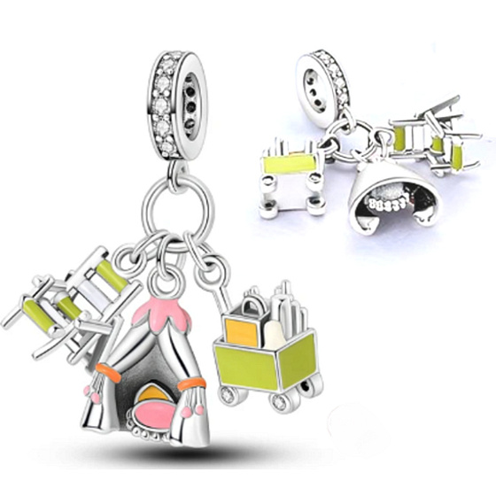 Charm Sterling silver 925 Moving 3in1, travel bracelet pendant