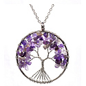 Amethyst Tree of Life pendant natural stone, healing, chain length: 45 + 5 cm, stone of kings and bishops