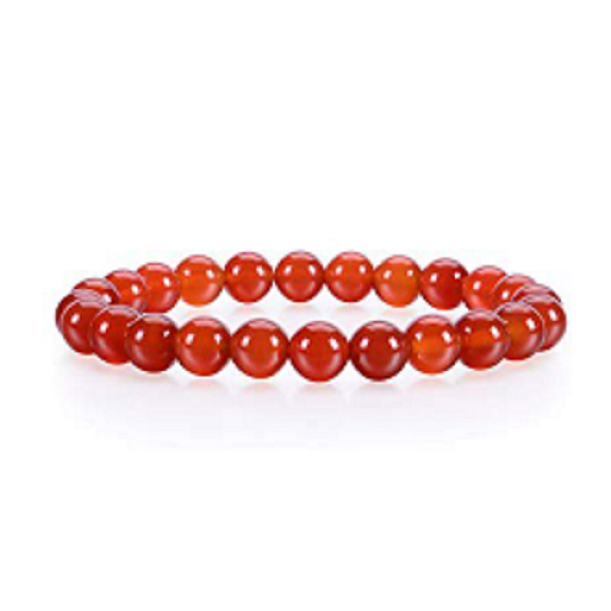 Jade red bracelet elastic natural stone, ball 8 mm / 16 - 17 cm