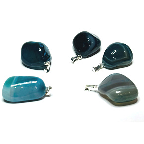 Agate blue-green Trommel pendant natural stone, 2,2-3 cm, 1 piece, symbolizes the element earth