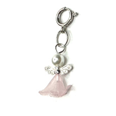 Angel dancing pendant with wings pink skirt 14 x 24 mm 1 piece