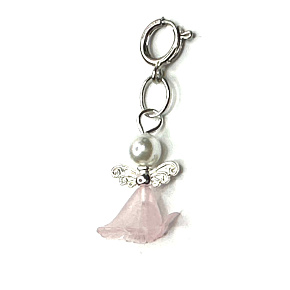 Angel dancing pendant with wings pink skirt 14 x 24 mm 1 piece