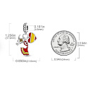 Charm Sterling Silver 925 Spain Flag Heart - Bullfighting, Flamenco, I Love Spain 3-in-1 Pendant for Travel Bracelet