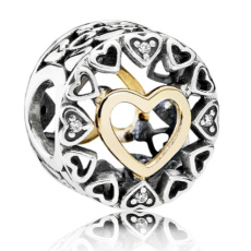 Sterling silver 925 Loving circle heart love bead for bracelet