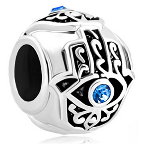 Charm Sterling silver 925 Hand of Fatima, bead on bracelet symbol