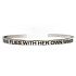 Stainless steel bracelet silver with engraving Flies with her own wings, open cuff, 4 mm