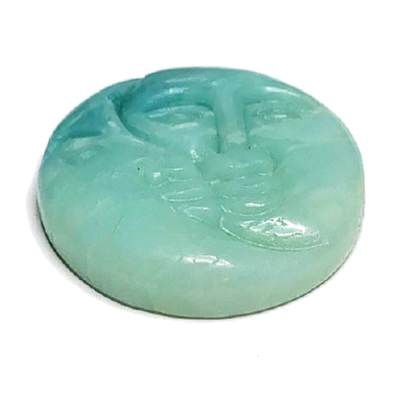 Amazonite face of the sun and moon hand carved natural stone 5 cm, stone of hope