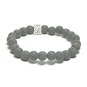 Lava grey with royal mantra Om, bracelet elastic natural stone, ball 8 mm / 16-17 cm, born of the four elements Lava grey with royal mantra Om, bracelet elastic natural stone, ball 8 mm / 16-17 cm, born of the four elements