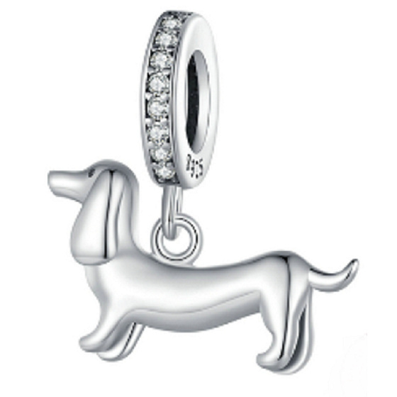 Charm Sterling Silver 925 Dog - Dachshund, animal bracelet pendant
