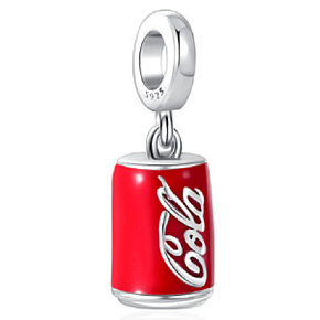 Charm Sterling silver 925 Coca Cola in a tin, bracelet pendant, food and drink