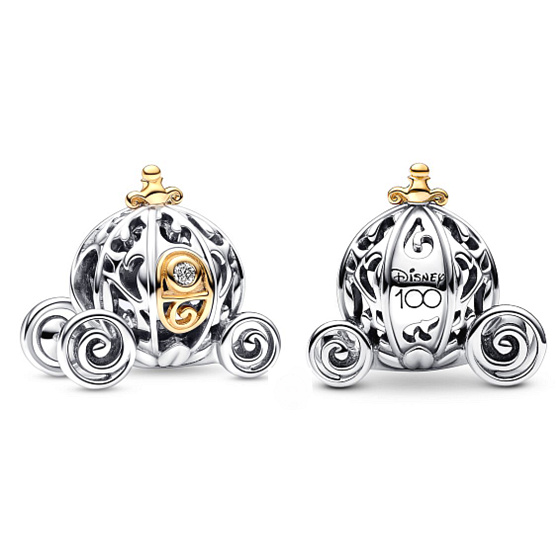 Charm Sterling silver 925 Disney 100. anniversary Cinderella - magic carriage, bead for bracelet
