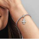 Charm Sterling Silver 925 Best Friend Robot Bot, Pendant Bracelet, Friendship