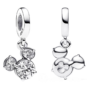 Sterling silver 925 Disney Glitter Mickey Mouse head silhouette white cubic zirconia pendant bracelet Sterling silver 925 Disney Glitter Mickey Mouse head silhouette white cubic zirconia pendant bracelet