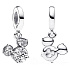 Sterling silver 925 Disney Glitter Mickey Mouse head silhouette white cubic zirconia pendant bracelet