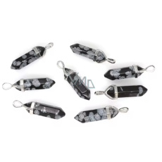 Obsidian Snowflake Pendulum Hexagon Pendant Natural Stone 41 x 13 mm, Hand Carved, Stone of Rescue, 1 Piece Obsidian Snowflake Pendulum Hexagon Pendant Natural Stone 41 x 13 mm, Hand Carved, Stone of Rescue, 1 Piece