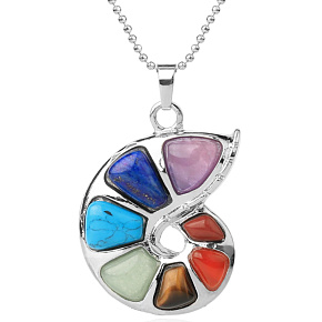 7 chakras spiral pendant made of natural stone 4,2 x 4,2 cm 1 piece