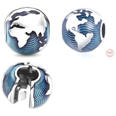 Charm Sterling Silver 925 Planet Earth - the blue planet is home everywhere, so what about on Earth? stopper, clip bead for travel bracelet