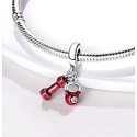 Sterling silver 925 Exercise weights - dumbbell and kettle 2in1, sport bracelet pendant