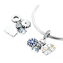 Charm Sterling Silver 925 Christmas 3-in-1 House, Star, Snowman, Bracelet Pendant Winter
