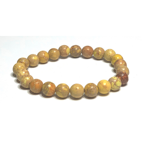 Jasper / Regalite Imperial sea sediment gold bracelet elastic mixed mineral, ball 8 mm / 16 - 17 cm