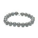 Agate black matt with royal mantra Ohm bracelet elastic natural stone, ball 8 mm / 16-17 cm, gives courage and strength