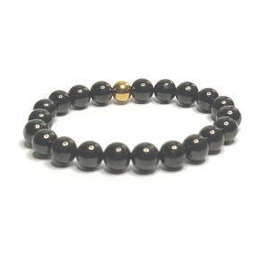 Coal crystal bracelet elastic natural stone, ball 8 mm / 16 - 17 cm